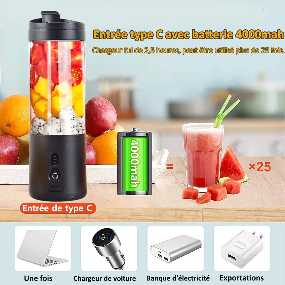 Mini Mixeur À Smoothie Portable - Rechargeable Par Usb - Pour Smoothies - Mixeur Simple De