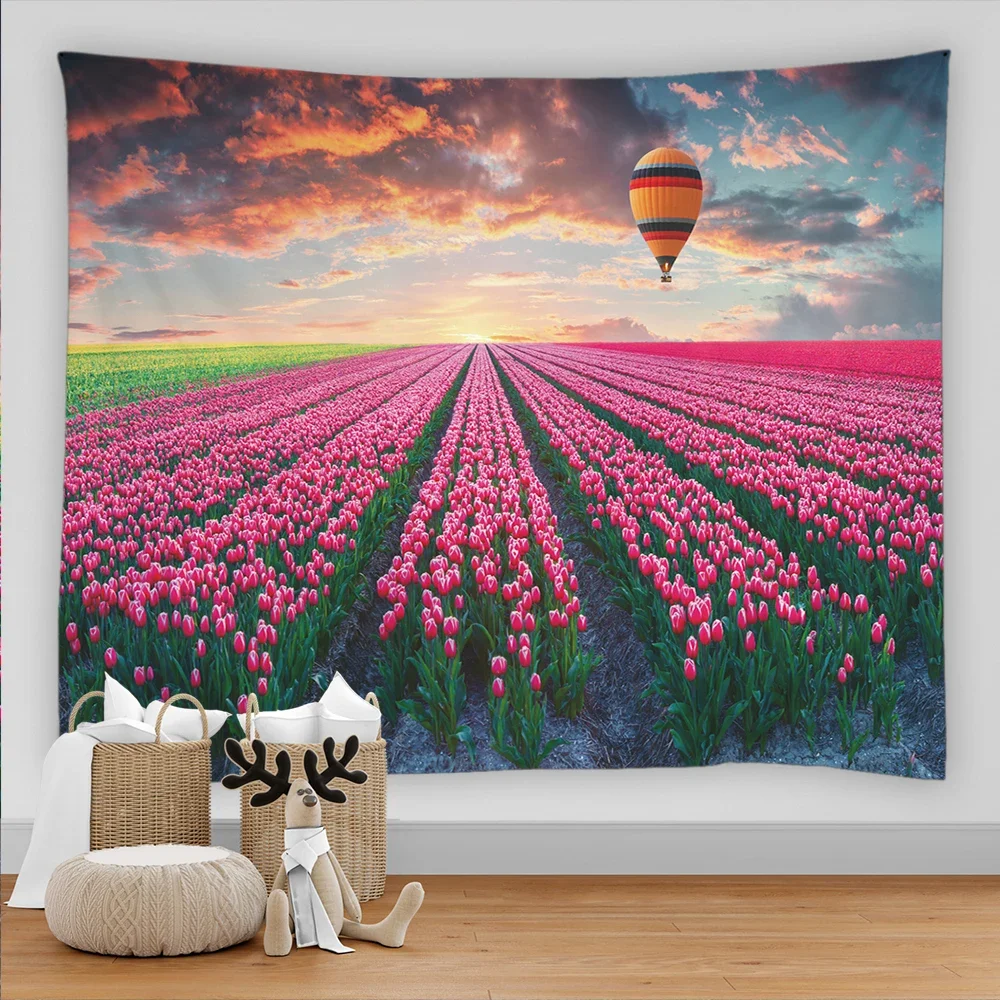 3D Printed Purple Lavender Flower Tapestry Rural Garden Scenery Wall Hanging Art Asthetic Room Decor Kawaii Room Accessories