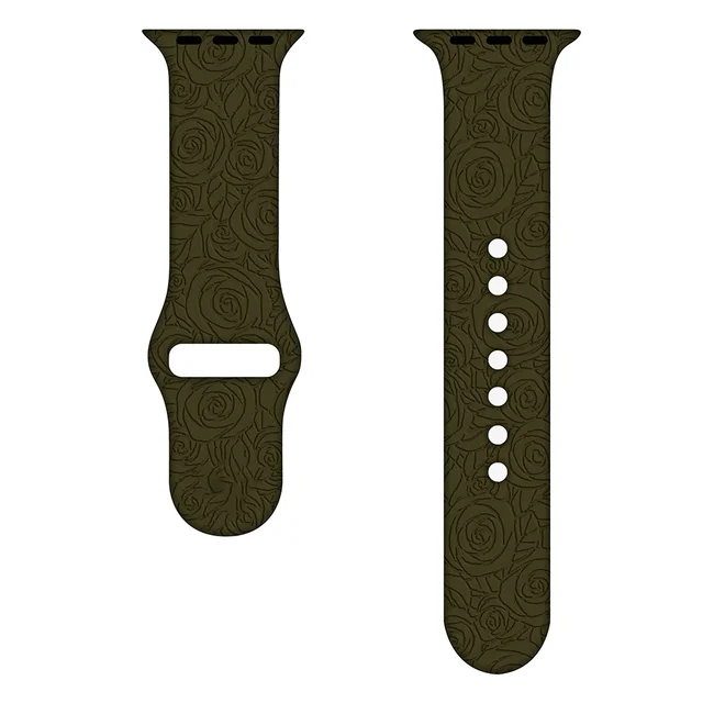 Sport Strap for Apple Watchband 44mm 40mm 38mm 42mm 41mm 45mm Printed Silicone Bracelet for iwatch series 7 6 5 4 3SE watch band rose-Khaki