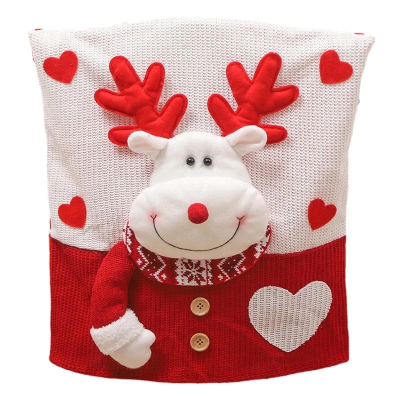 

Рождественский чехол на стул, 3D мультяшный снеговик, декор спинки стула на Новый год 2024, украшения для дома, вечеринки,