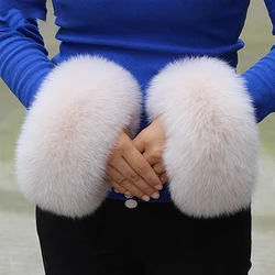 Fox Fur Cuffs For Women Arm Warmer Lady Bracelet Natural Fur Wristband Cuffs Raccoon Fur Cuffs Thick Women Wristband Oversleeve