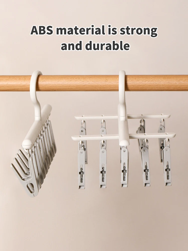 Description Picture 4 of itemSocks Drying Rack with 10 Clips, Multi-Function Dormitory Student Home Balcony Drying Clips, Underwear Drying Clips