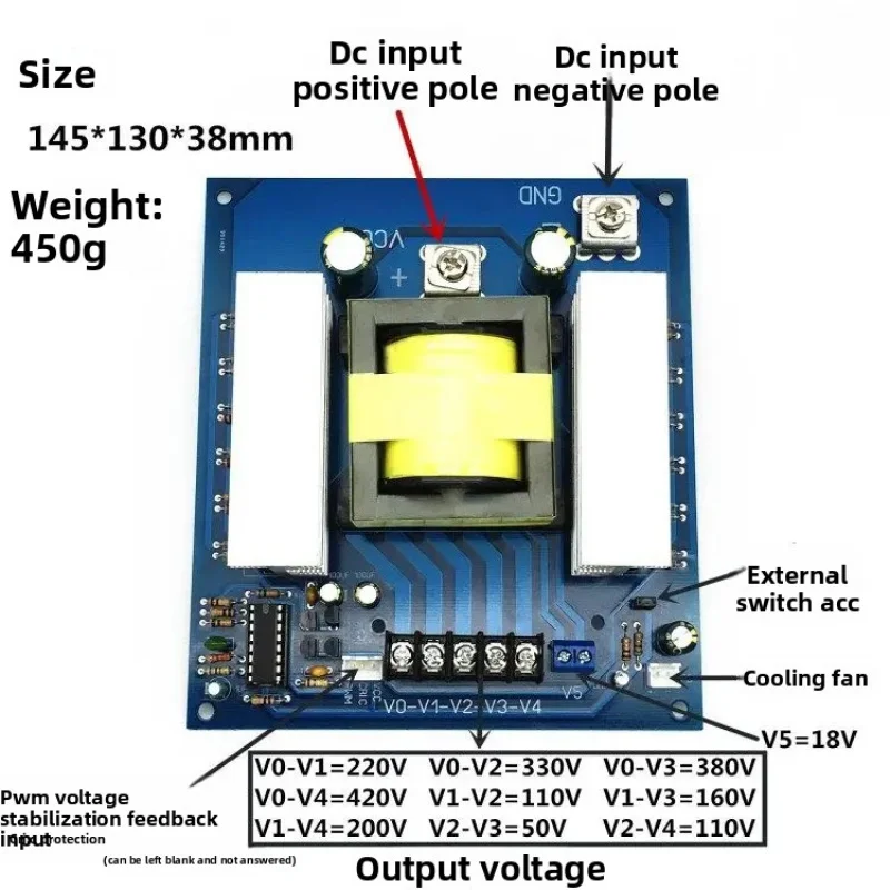 1000W DC 12V 24V에서 AC 220V 110V 380V로 변환하는 파워 인버터 보드 DC-AC 스텝 업 부스트 컨버터 전압 조절기 차량용 전원 변압기