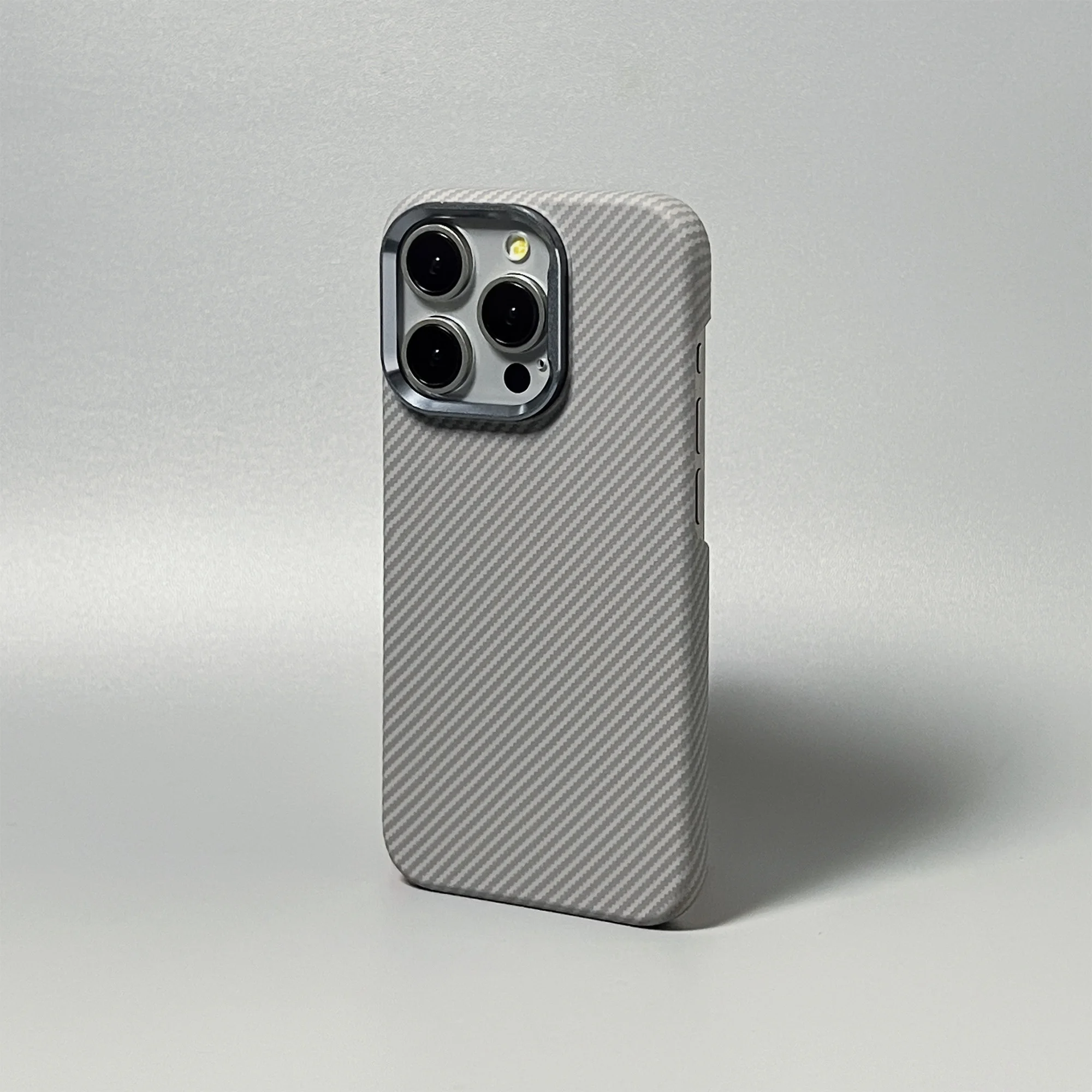 Ultra Thin Carbon Fiber Texture Magsafe Case with Wireless Charging and Alloy Lens Matte Hard Cover