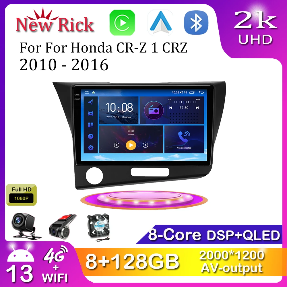 9 Pollici Android 12.0 Per Honda Cr-Z 1 Crz 2010 - 2016 Lettore Multimediale Auto Radio Gps Carplay 4G Wifi Bluetooth Dsp