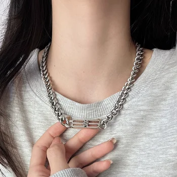 New Retro Punk Necklace Women's Cuban Thick Chain Necklace Fashionable And Individual Party Jewelry Accessories