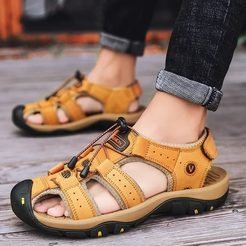 New Men's Sandals 2024 Outdoor Wading Mens Shoes Summer Breathable Male Sandals Fashion Sandals Slippers Big Size 38-48 Zapatos