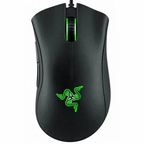 Sleek Black Wired Gaming Mouse with 6400 DPI Optical Sensor and 5 Customizable Buttons