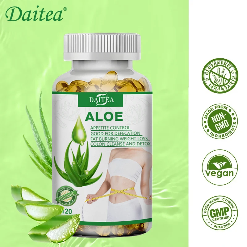 

Aloe Vera Extract Supplement - Fat Burning and Cellulitis Weight Loss Capsules Product Cleansing Promotes Intestinal Mobility