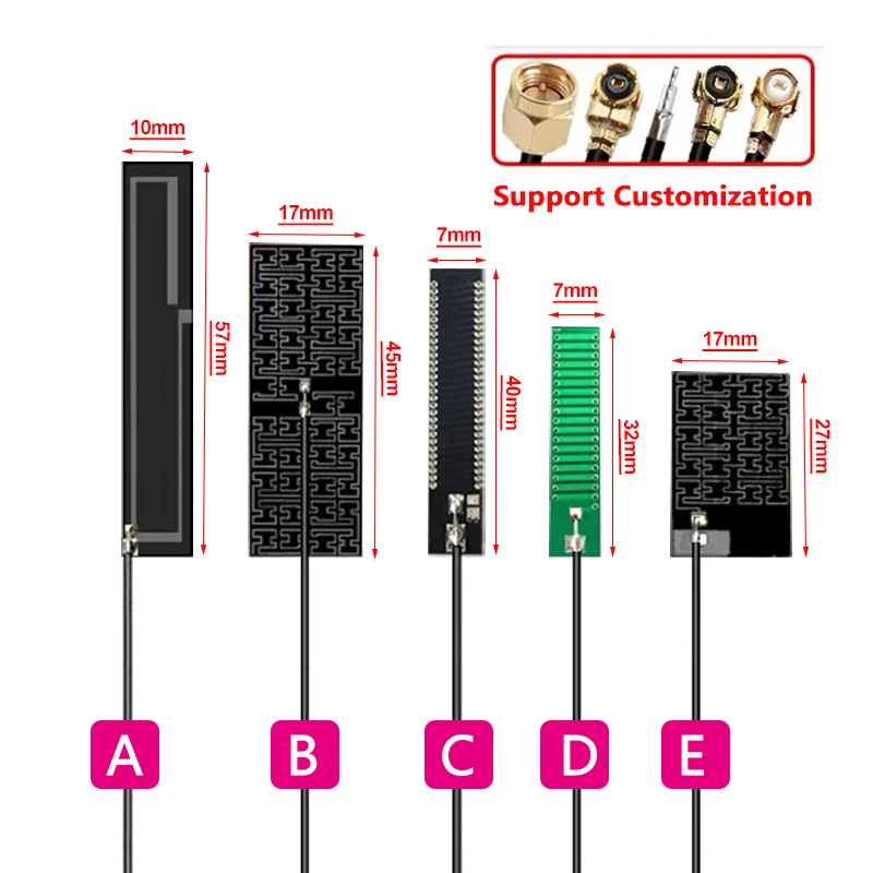 10PCS 433MHz LoRa Antenna 433/470M Built-in Flexible FPC Circuit Board Amplifier RF Transmitter Receiver Module RG1.13 U.FL