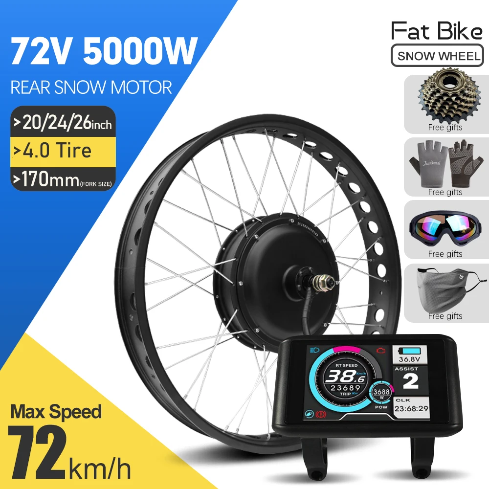 Electric Fat Bike Motor Kit 72V 5000W 20/24/26inch
