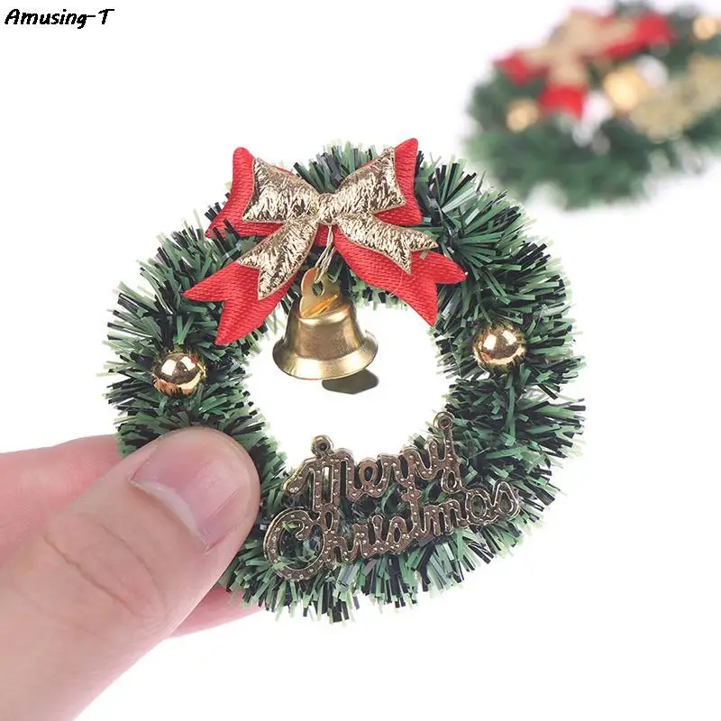 

1:12 1:6 Dollhouse Miniature Christmas Garland Wreath Model 6cm For Doll House Christmas Decor Toy