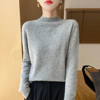 100% Merino Wool Women's Sweater, Classic, Knitted, Crew Neck, Long Sleeves, Pullover, Warm, Top, Basic, Autumn/Winter 2024 1