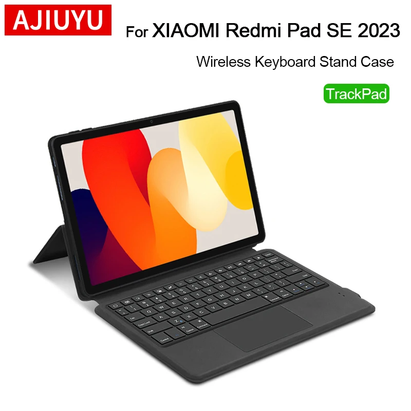 Ajiuyu-ワイヤレスキーボード,トラックパッド付きカバー,タブレット 