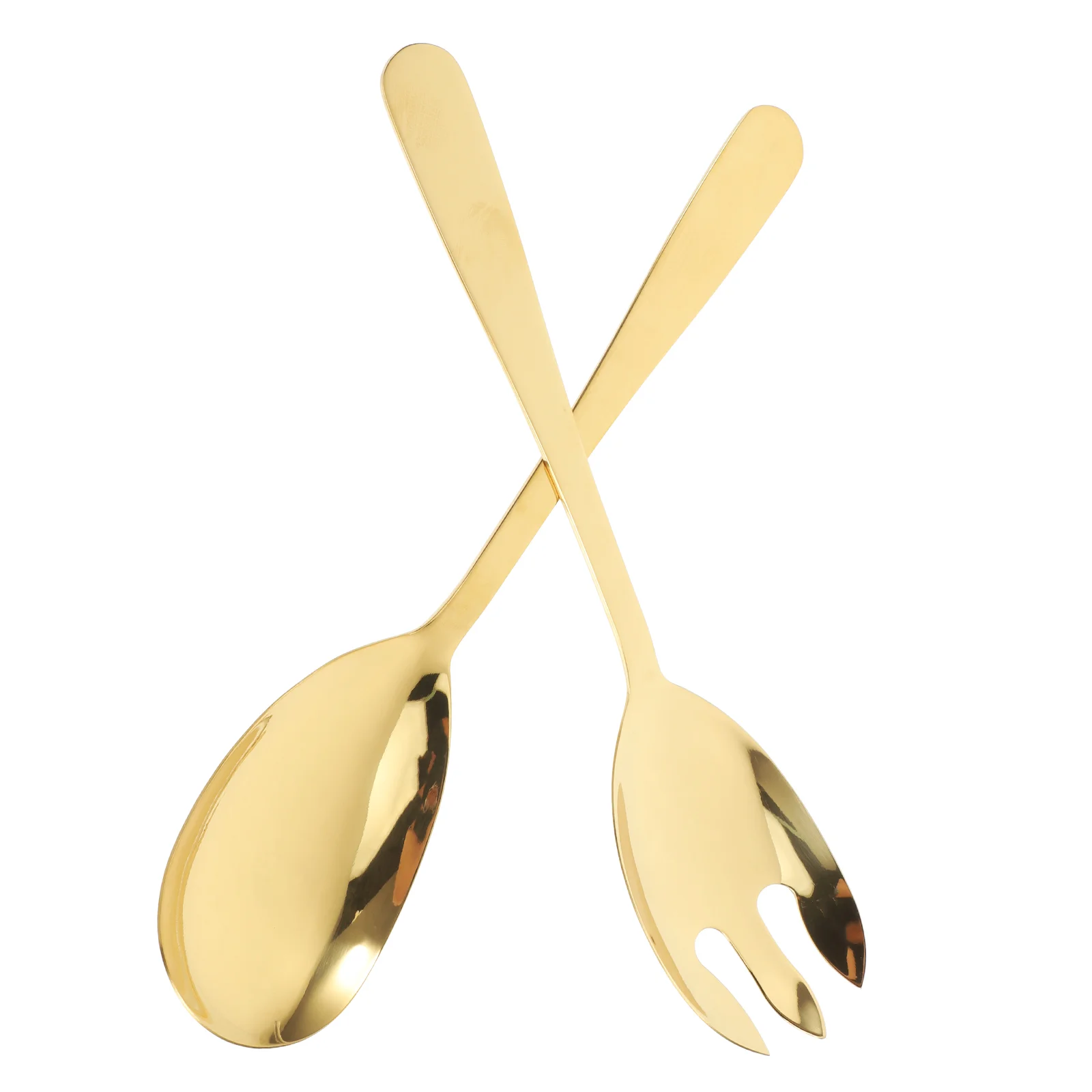 2 Pcs Stainless Steel Cutlery Salad Spoon and Fork Espresso Spoons Utensils Servers