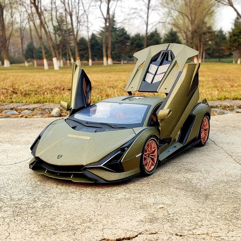 1/18 람보르기니 시안 FKP37 자동차 모형 합금 다이캐스트 소년 장난감 슈퍼카 고시뮬레이션 4도어 개폐 컬렉션 어린이 장난감