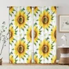 2pcs, Curtain Fabric Sunflower Aesthetic Polyester Easy Install (without rod) Thermal Insulation, and Room Darkening Functions 2