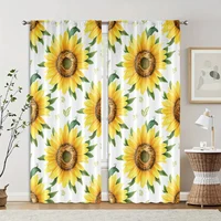 2pcs, Curtain Fabric Sunflower Aesthetic Polyester Easy Install (without rod) Thermal Insulation, and Room Darkening Functions 2