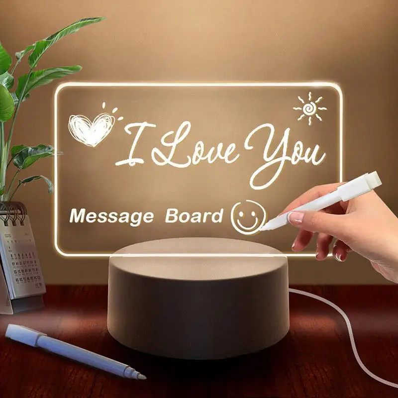 Acrylic Dry Erase Board With Light Desktop Note Board With Pen Soft Light Desk Lamp Wipeable And Rewritable Acrylic Dry Erase
