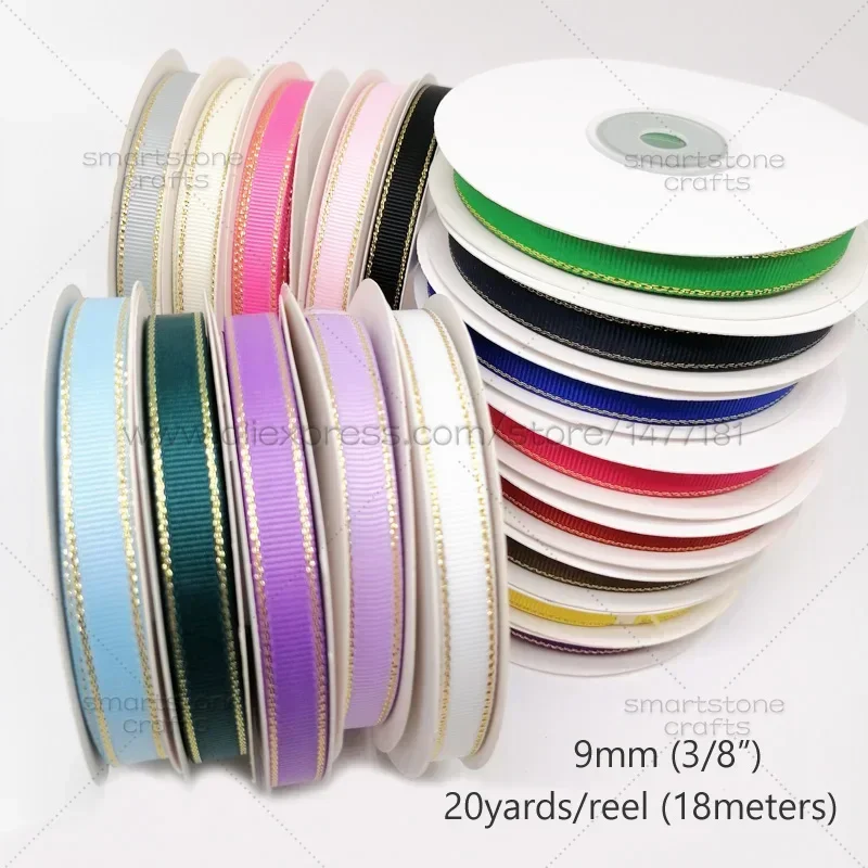 6/9/16/25/38mm Silver Gold Edge Grosgrain Ribbon Chic Fabric Ruban Tapes Gift Wrapping Ribbons Hair Bows Making Ribbons