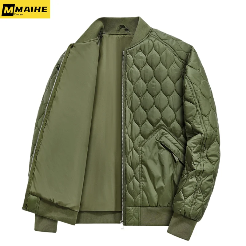 

New MA-1 Bomber Jacket Men's Winter Thermal Parka Diamond check patchwork thickened unload baseball coat chaquetas hombre
