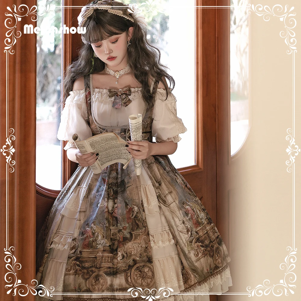 

Melonshow Cla Lolita Dress Original Oil Painting Sweet Lolita Jsk Elegant Court Style Dress Shirt Suit Adult Girls Customizable