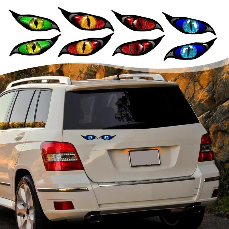 

Cat Eye Stickers For Car Creative 2Pcs Motorcycle Bike Sticker Car Warning Sticker Reflective Decal Mirror Cover With Scary Eyes