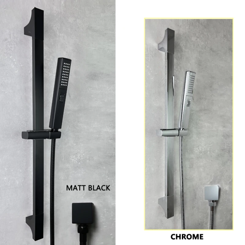 2ฟังก์ชั่น ABS ฝักบัวเลื่อนชุดห้องน้ำ Fixture ปรับผู้ถือทองเหลืองปลั๊ก Chrome Matt Black 1
