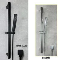 2ฟังก์ชั่น ABS ฝักบัวเลื่อนชุดห้องน้ำ Fixture ปรับผู้ถือทองเหลืองปลั๊ก Chrome Matt Black 1