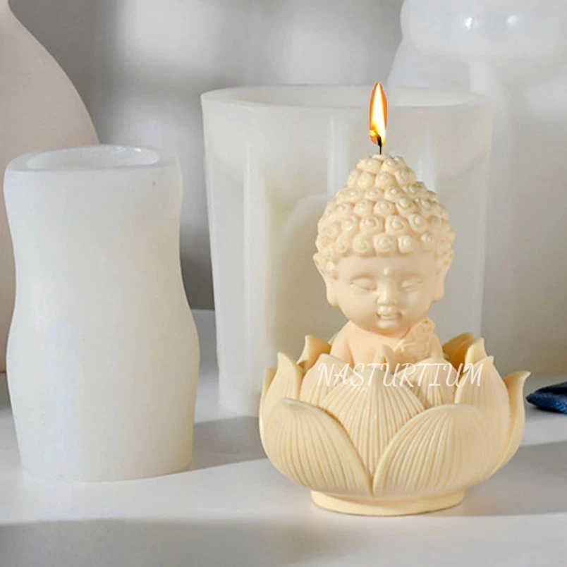 Meditation Buddha Silicone Candle Mold silicone mold silicone candle mold silicone candle molds candle mold 3D Guanyin Tathagata Buddha Sculpture Crafts Resin Gypsum Soap Making Tools Home Gifts