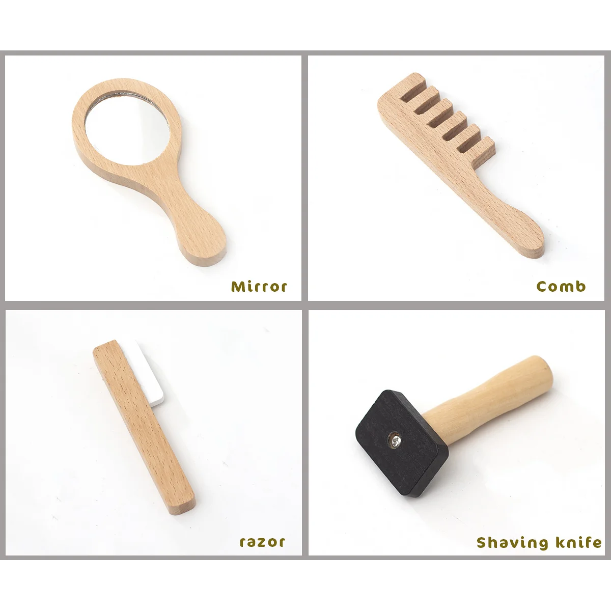 Play House Toys Children's simulation barber set early education wooden simulation hair dryer role-play