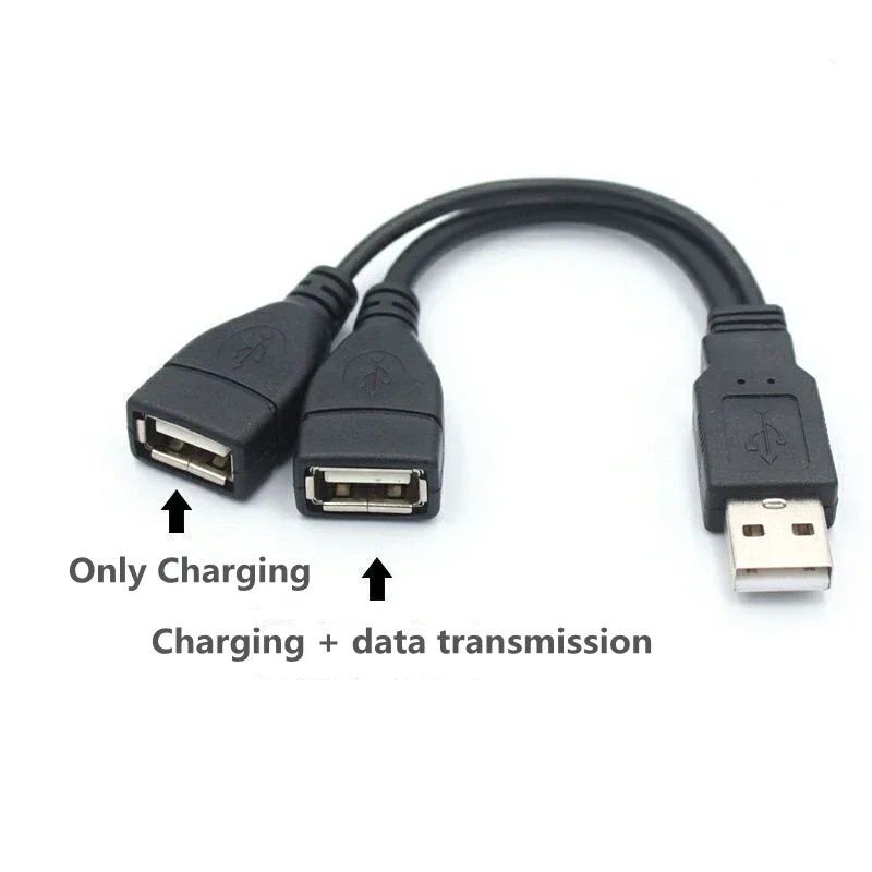 

USB 2.0 Extension Line 1 Male Plug To 2 Female Socket Y Data Cable Power Adapter Converter Splitter USB 2.0 Cable 15~18cm