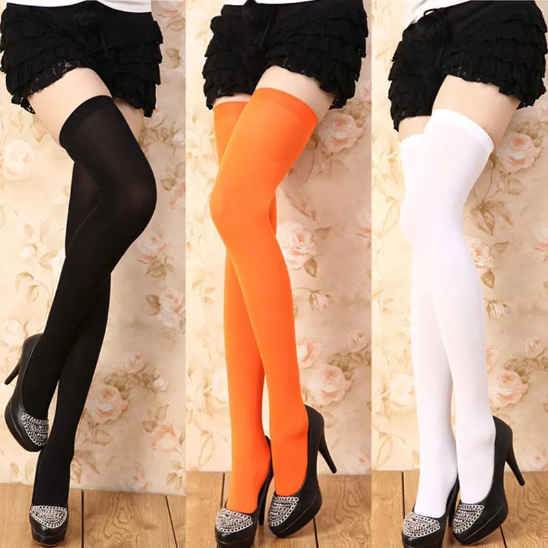 

Lolita Long Stocking for Women Cute Black White Solid Color Knee High Socks Fashion Kawaii Socks High Quality Non-slip Stockings