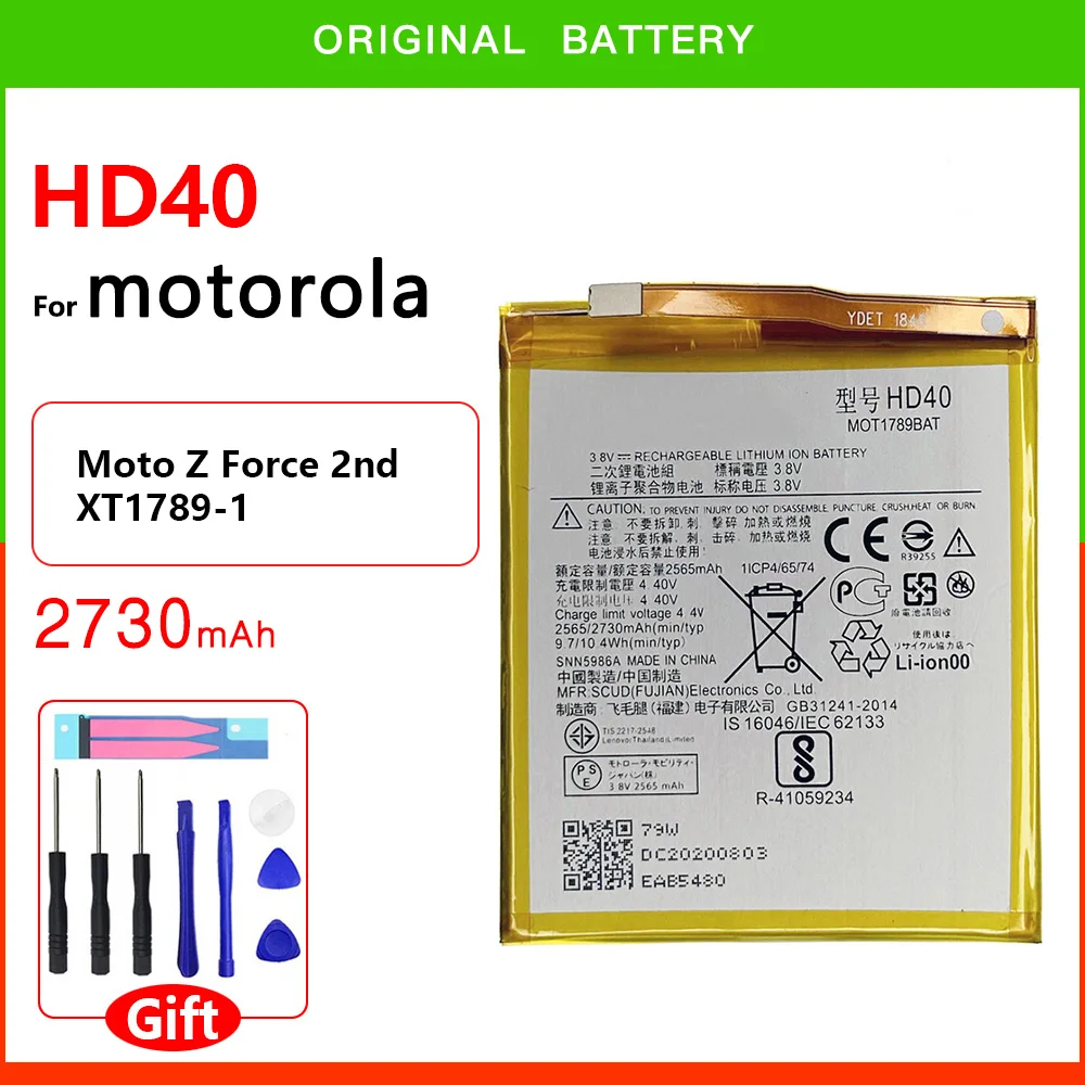 

100% Original 2730mAh HD40 SNN5987A Battery For Motorola Moto Z Force 2nd Moto Z Force 2nd gen Moto Z2 Force XT1789-1 Battery