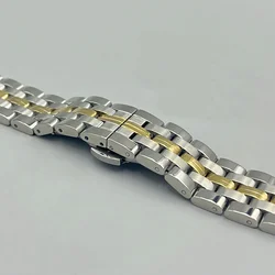 Premium Solid Stainless Steel Metal Watch Band Strap Bracelet - 21mm (Gold silver)