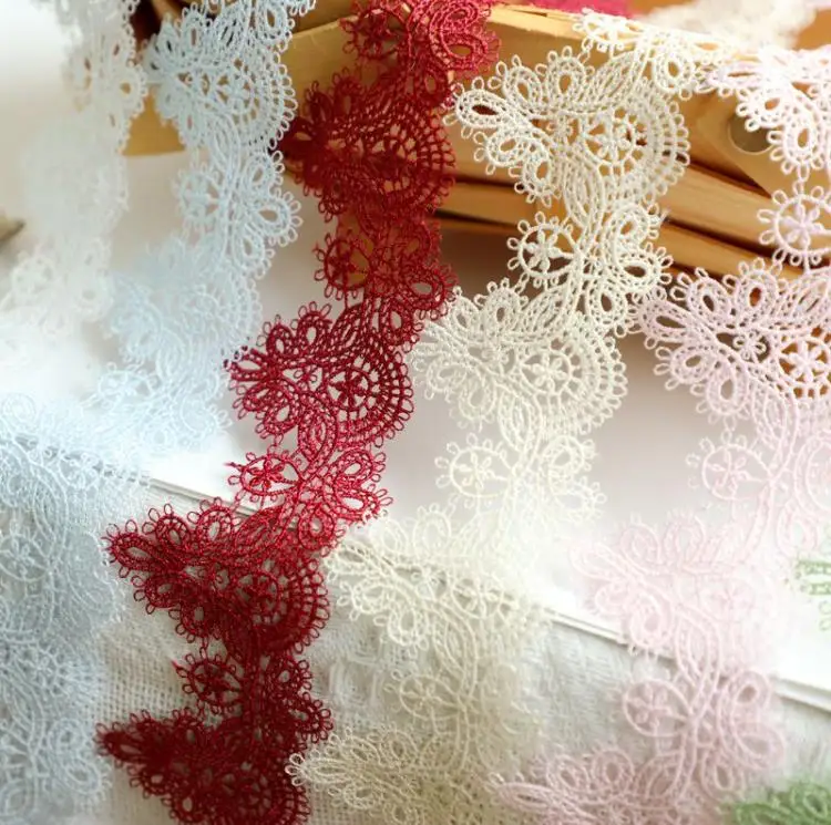 Water Soluble Embroidery Lace Trim 1 Meter/lot 6cm Width Pink White Beige Venise African Lace Fabric