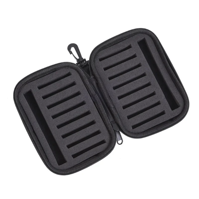 Portabale Fly Fishing Lure Spinner Spoon Bait Black Storage Box Professional 16 Slots Hard EVA Storage Case Container Bag