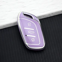 Premium Soft TPU Car Key Case Cover - Universal Car Accessories (Purple Case)