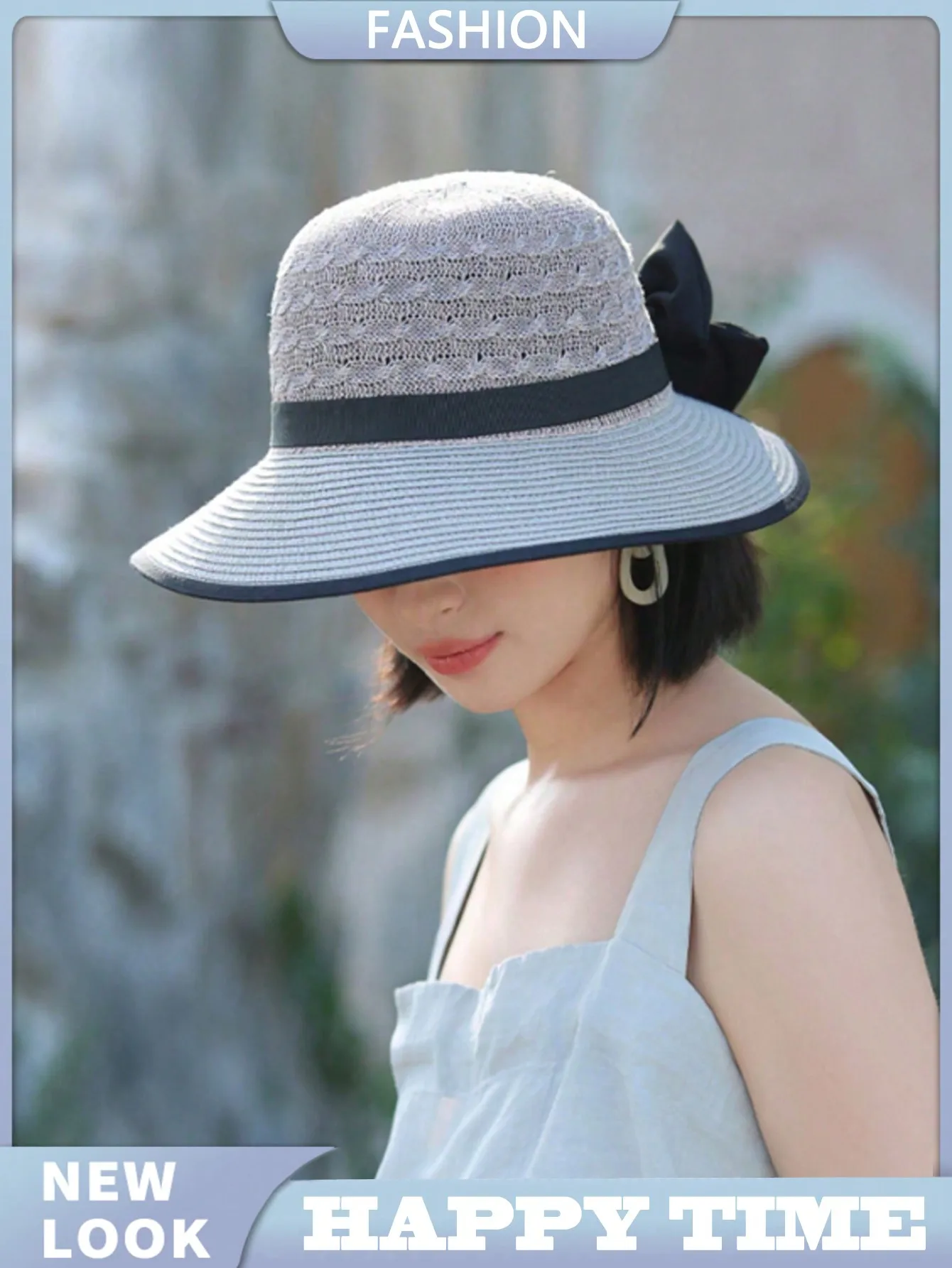 1 Stück Damen-Sommer-Sonnenhut, einfacher und stilvoller Strohhut mit großer Krempe und Schleifenverzierung, vielseitiges Sonnenschutz-Accessoire – Detail 8