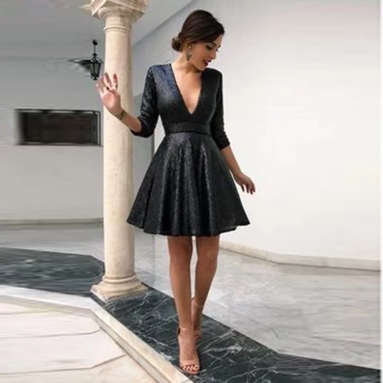 

2024 Spring/Summer New Women's Sexy Long Sleeve Dress