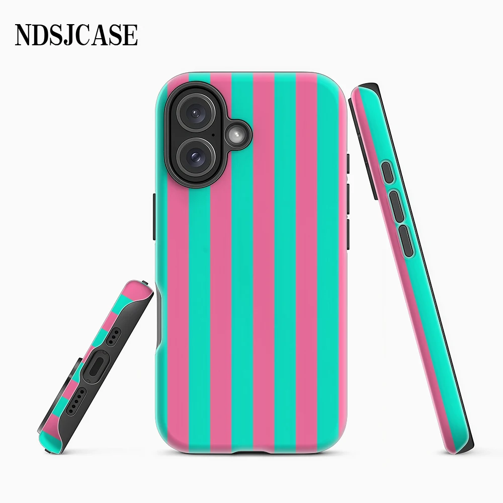 Luxury Double-Layer Coral Stripes Phone Case with Enhanced Protection