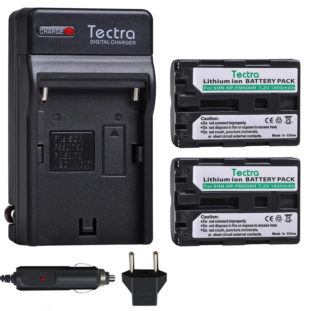 1800Mah Np-Fm500H Batteria + Caricabatterie Per Sony Alpha A68, A77Ii, Slt-A57, A58, A100, A200, A560, A580,Slt-A700