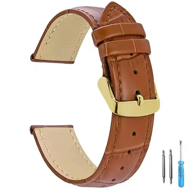Premium Universal Leather Watch Strap for Men and Women - Elegant Replacement Watchband