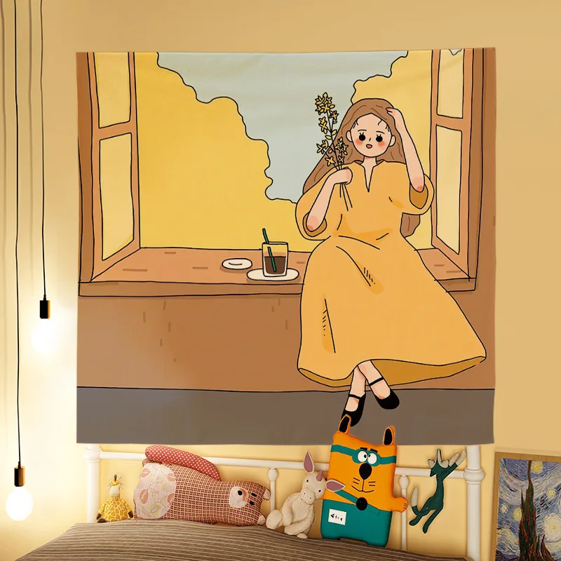 Cute Room Decor Anime Tapestry Wall Hanging Kawaii Bedroom Decoration Blanket Rabbit Girl Tapiz タペストリー гобелен декор на стену tapestry decor anime wall decor
