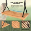 Wooden Swing Seat Hanging Tree Swing Outdoor Wood Swing Set Accessories with Height Adjustable Nylon Hanging Rope 3