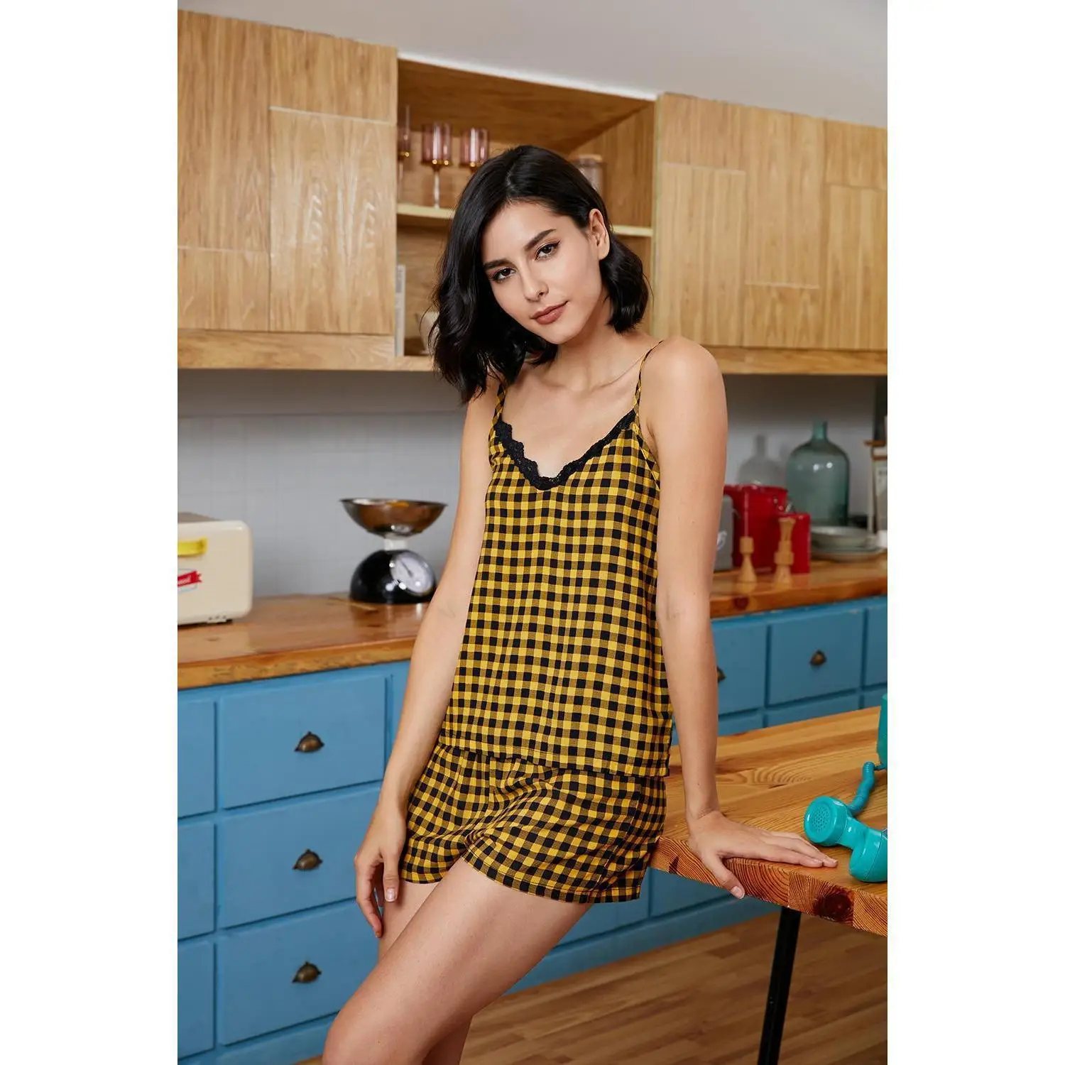 Sexy Camisole Crop Pajama Sets	cropped Camisola	women Mujer Conjuntos Pijamas Conjunto Pyjama Pijama Femme Ensembles Feminino Pj