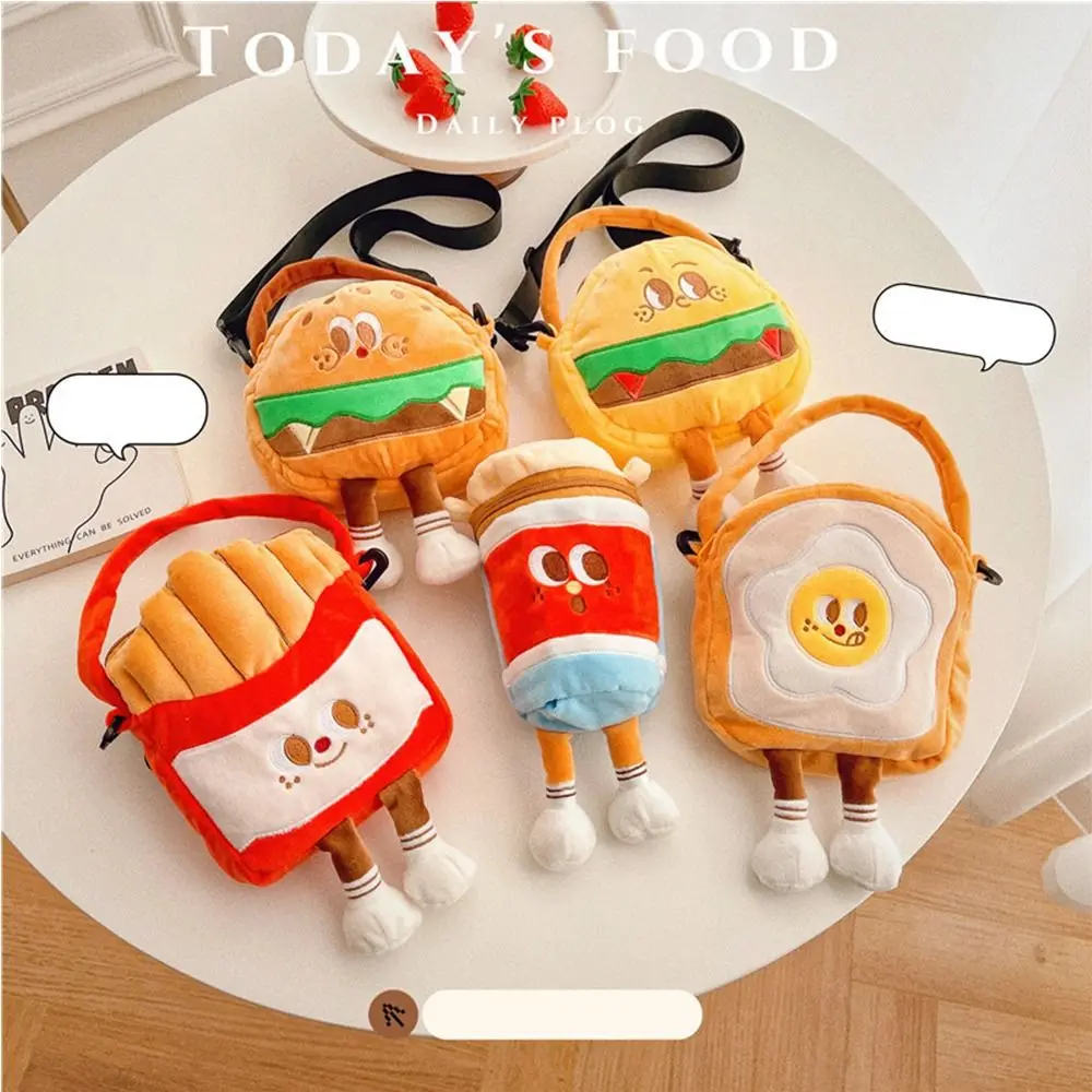 

Fluffy Plush French Fries Handbag Portable Plush Toy Doll Cartoon Hamburger Bag Tote Bag Crossbody Bag Shoulder Bag Children