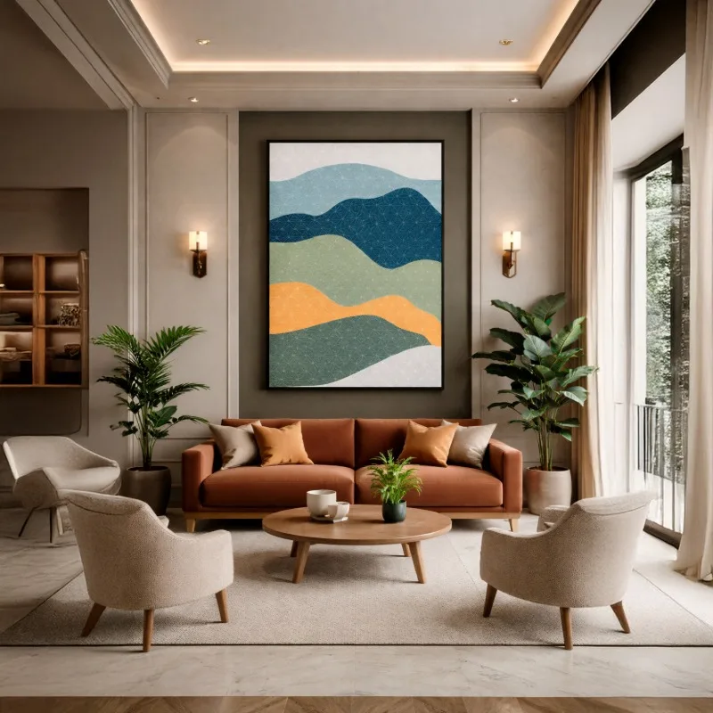 Frame Canvas Wavy Landscape 40x30cm Black Mold