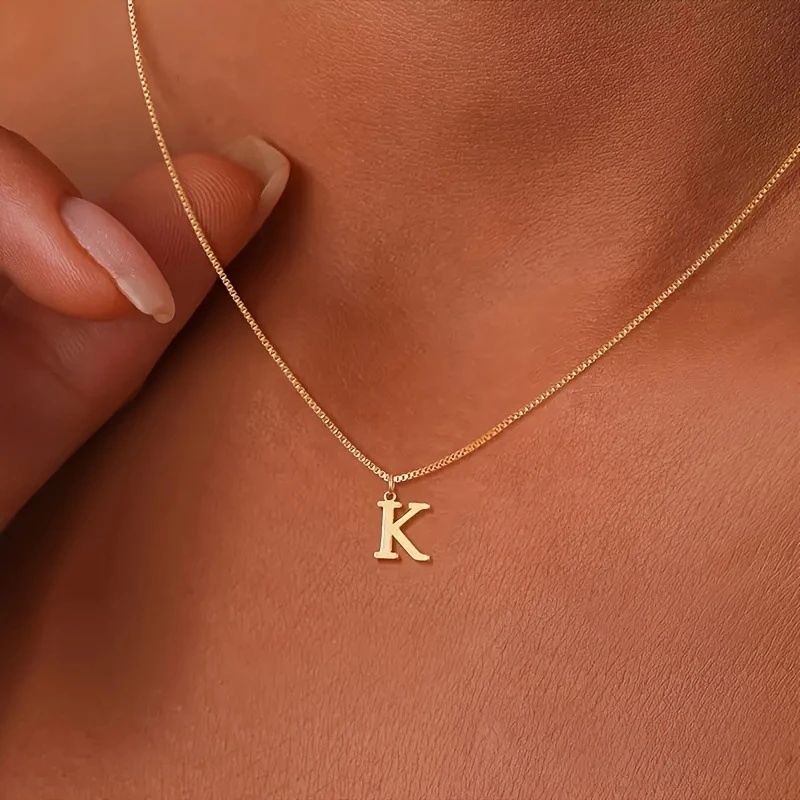 A-Z Initial Letter Metal Necklace for Women