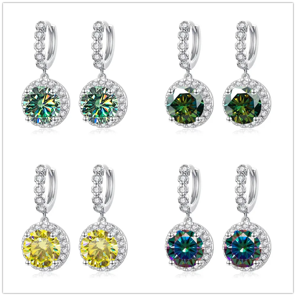 Pendientes de aro con forma de gota de moissanita multicolor de 3CT, pendientes de plata 100% S925 para mujer, joyería fina, regalo para fiesta o cita